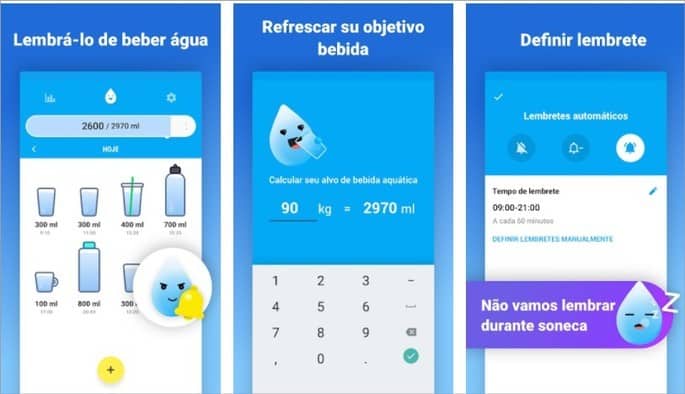 Aplicativo para lembrar de beber água